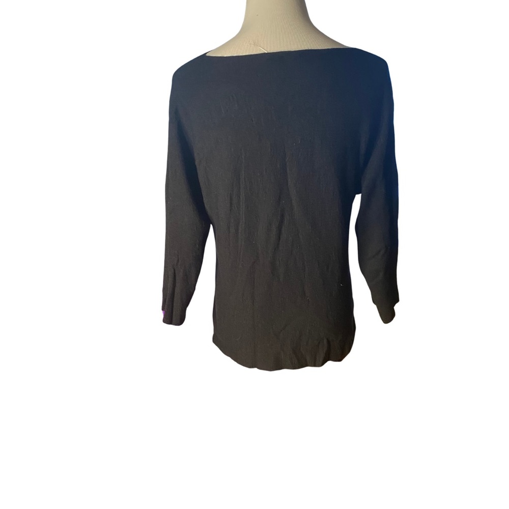 Eileen Fisher Black Cold Shoulder Knit Top Size SP - Picture 3 of 8